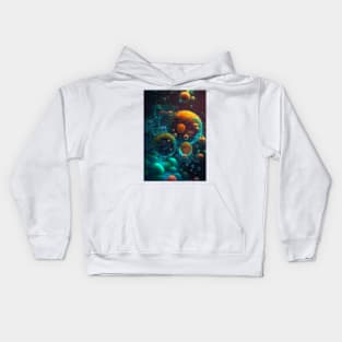 AquaCellular - Underwater Wonders, Microscopic Marvels, Liquid Life, Beneath the Surface Kids Hoodie